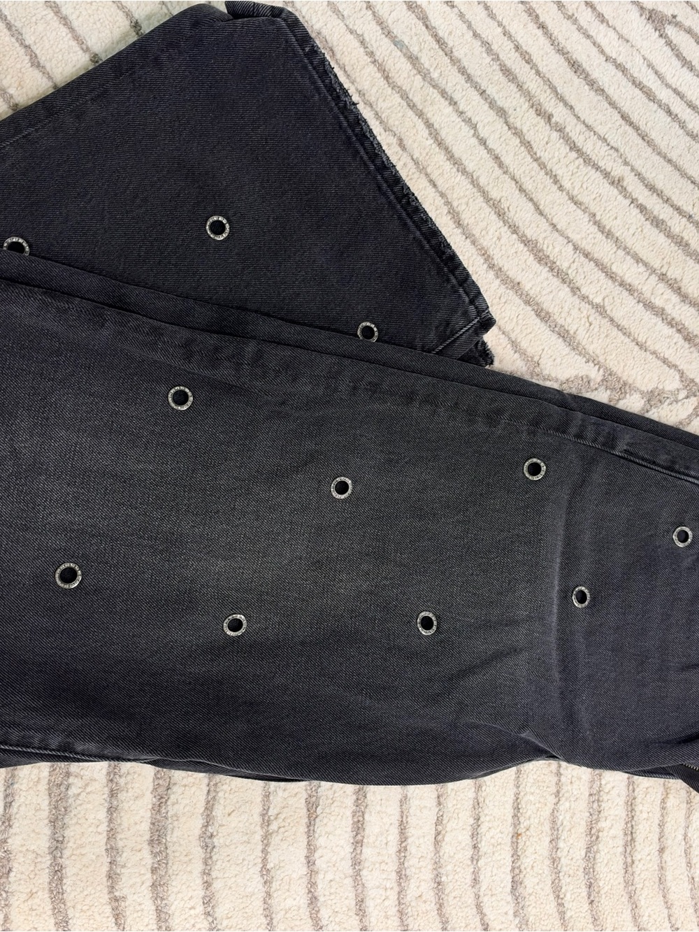 pistola Black Straight-Leg Jeans with Grommet Accents
